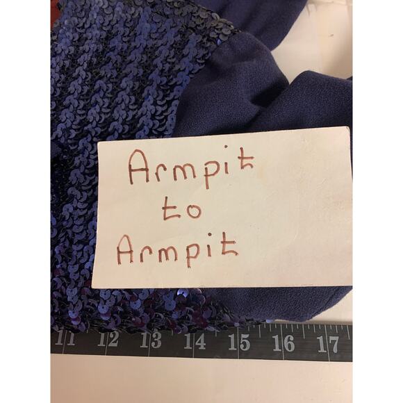 Vintage Cocktail Dress Sequin Bodice 60s Classic Elegant Navy Womens SZ 10 - Picture 8 of 13